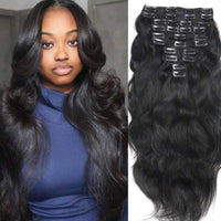 10pcs Natural Wave Black Clip-in Hair Extension