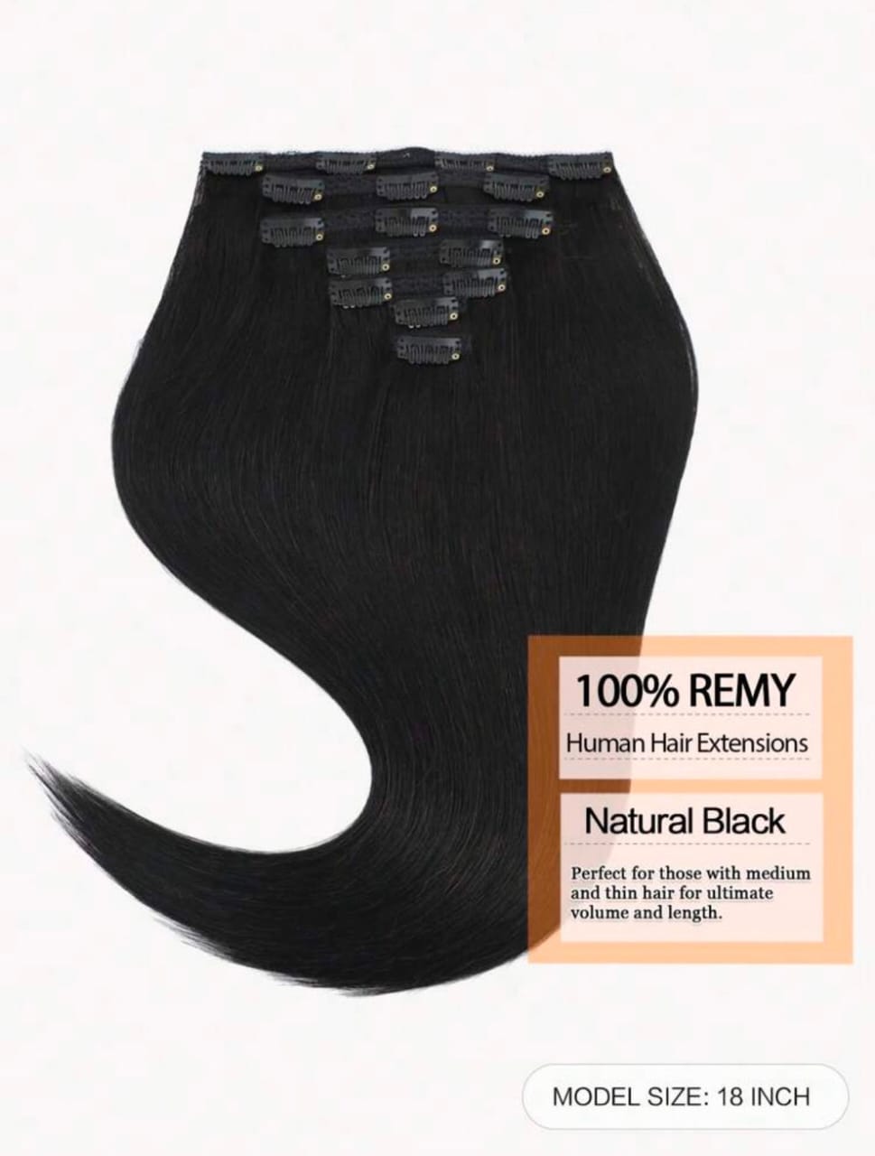 Black Clip-in Straight Natural Hair Extensions