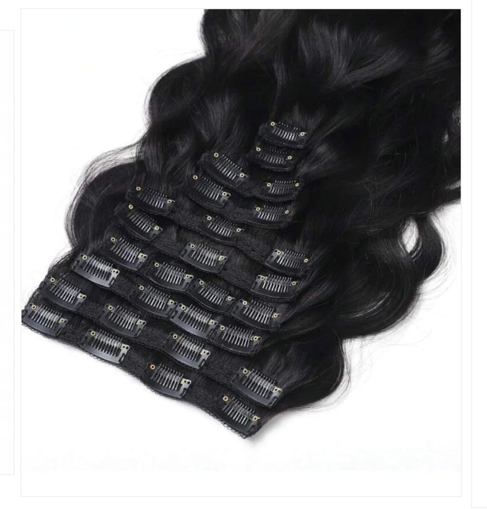 10pcs Natural Wave Black Clip-in Hair Extension
