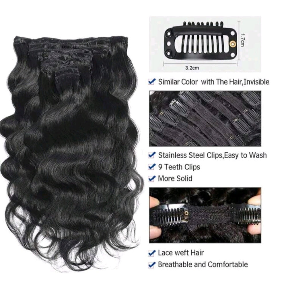 Black Wavy Clip-in Extensions
