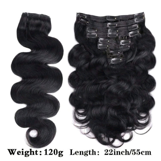 Black Wavy Clip-in Extensions