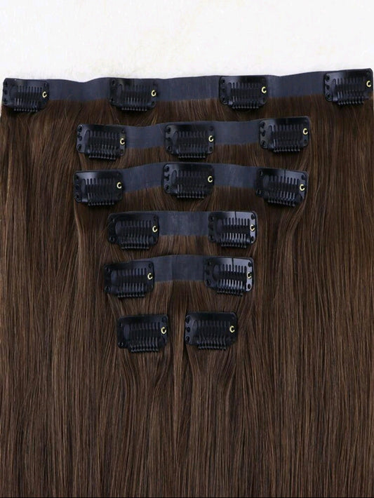 Long Straight Clip-in Extensions Brown