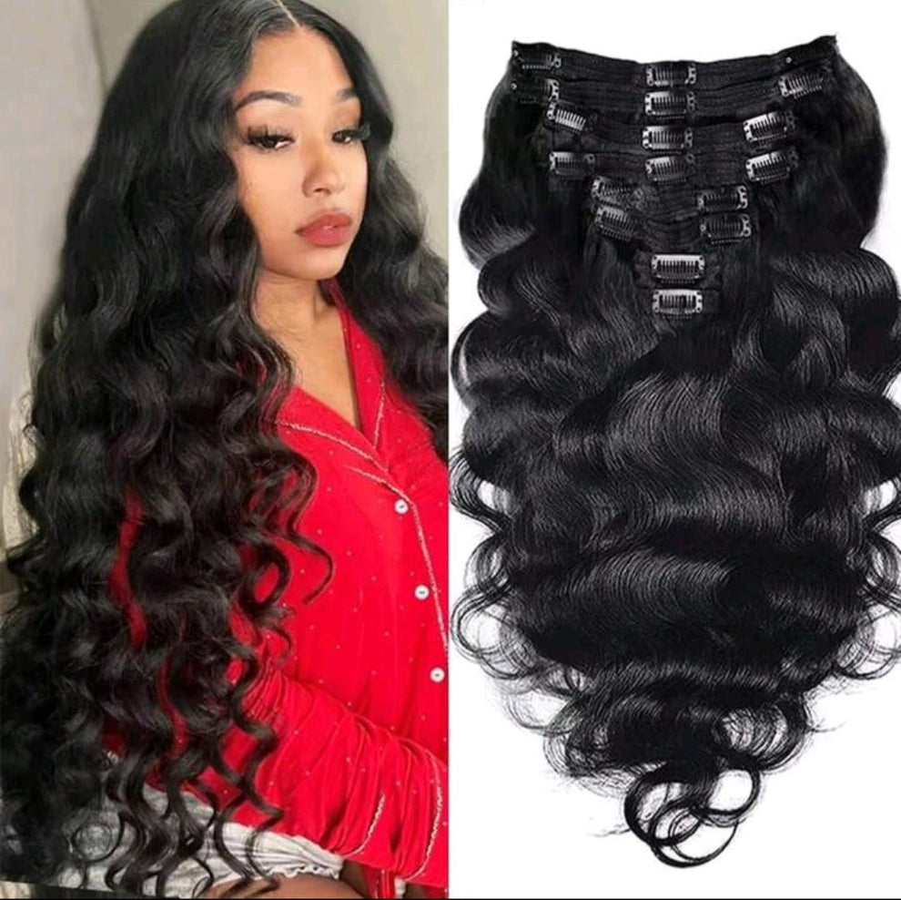 Black Wavy Clip-in Extensions