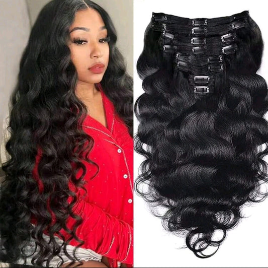 Black Wavy Clip-in Extensions
